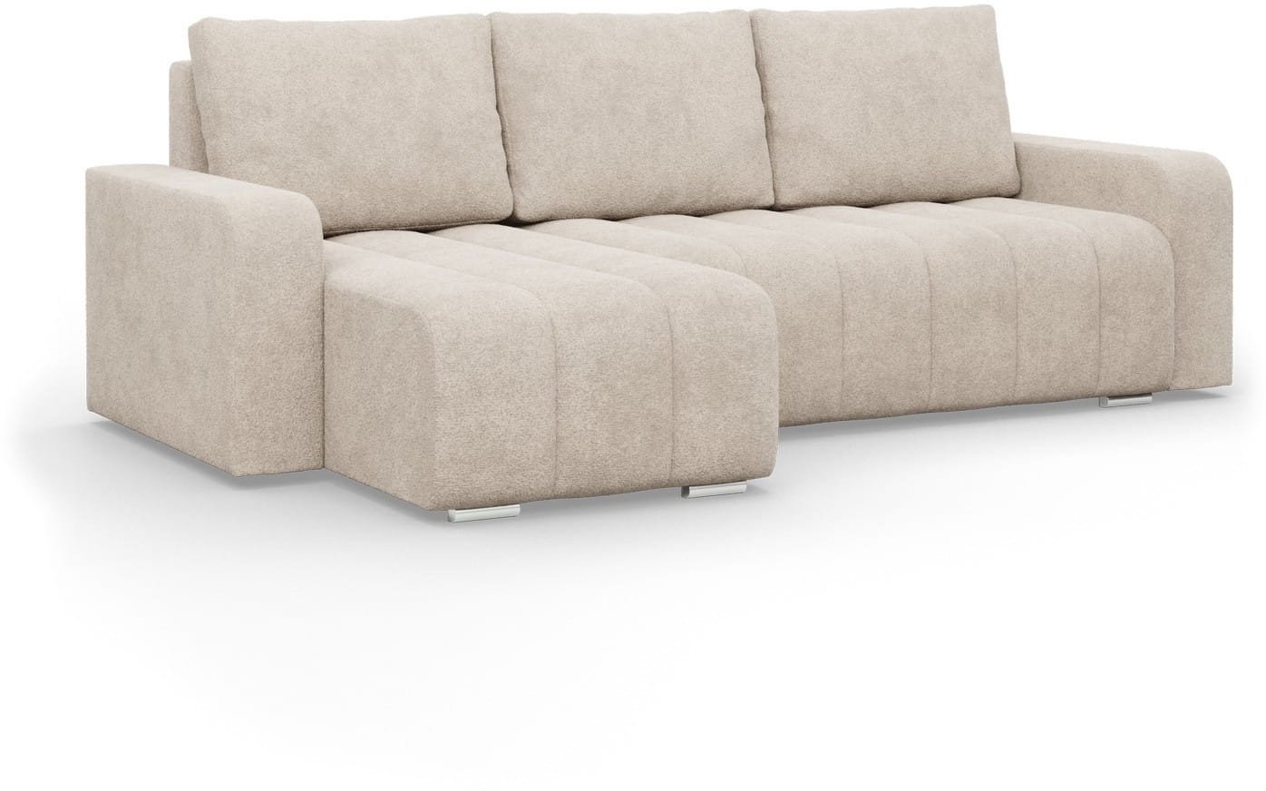 Narożnik z poduszkami, Velluto, 237x144x87 cm, beżowy | TYLETEGOTU