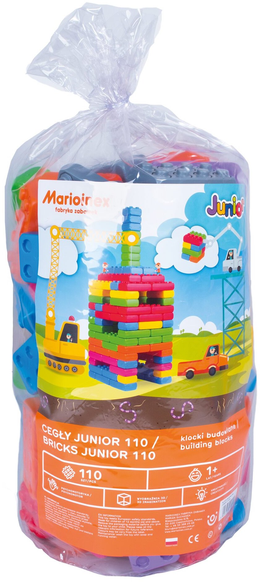 Marioinex Klocki budowlane Cegła Junior 110 elementów