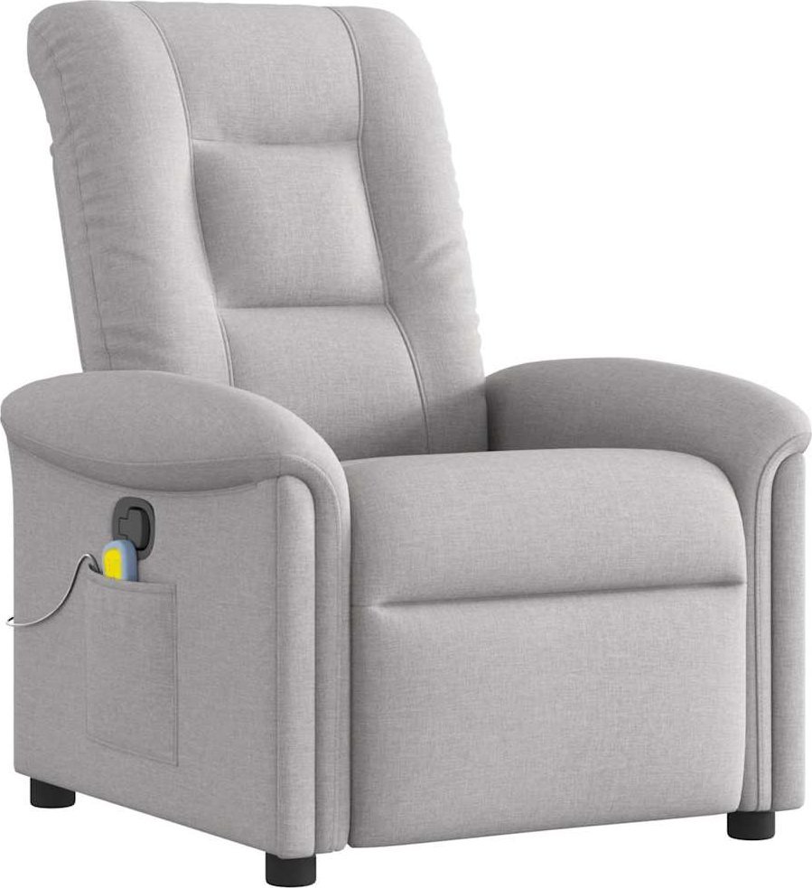 Rozkładany fotel masujący, szary, obity tkaniną