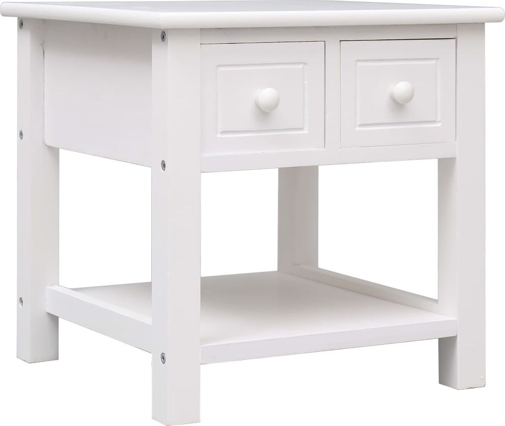 vidaXL Stolik boczny, biały, 40 x 40 x 40 cm, drewno paulownia