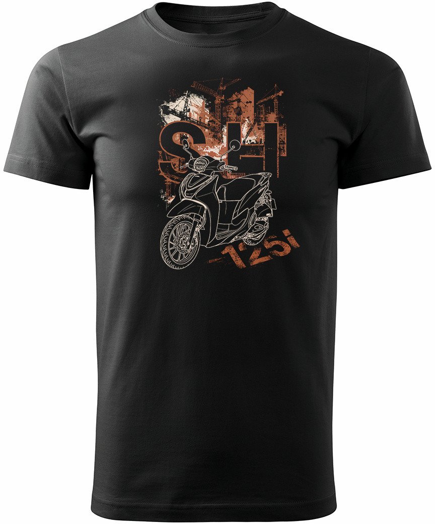 Koszulka motocyklowa z motocyklem skuterem skuter na motor Honda SH125i SH 125 i męska czarna S