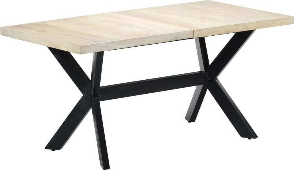 vidaXL Stół jadalniany, biały, 160 x 80 x 75 cm, lite drewno mango