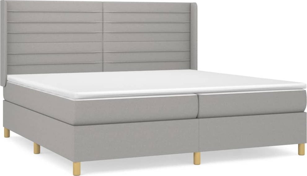 Łóżko Kontynentalne Z Materacem, Jasnoszare, Tkanina 200X200 Cm