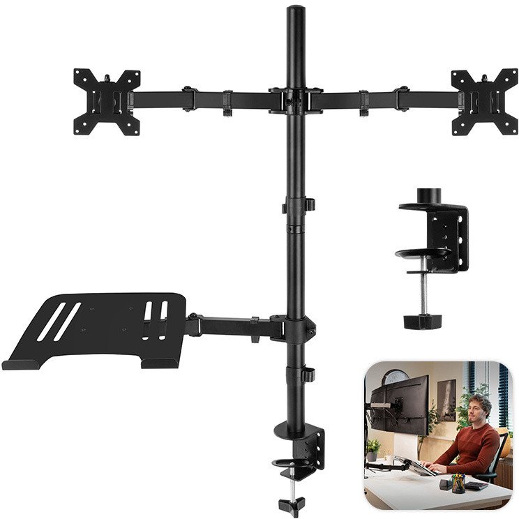 Podwójne ramię do monitora 13"-32" z podstawką na laptop CMA20L Audizio one size
