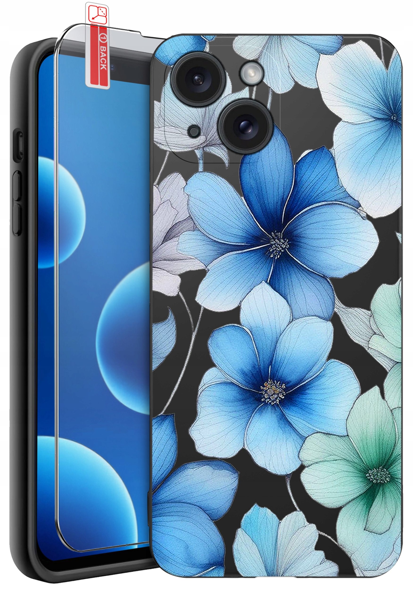 ETUI do iPhone 13 | 14 | WZORY | SILIKONOWE MATT CASE + SZKŁO 9H