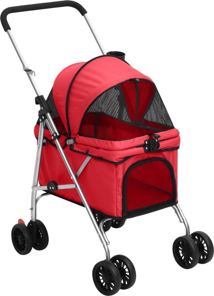 vidaXL Składany wózek dla psa, czerwony, 76x50x100 cm, tkanina Oxford