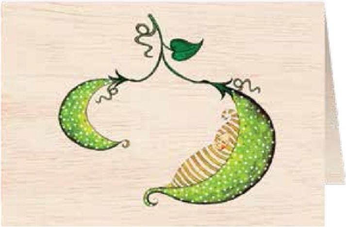 Cozywood Karnet drewniany C6 + koperta Narodziny fasolka