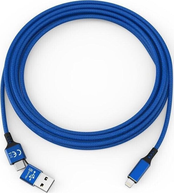 Kabel USB Smrter USB-A + USB-C - USB-C + microUSB + 2x Lightning 1 m Niebieski (SMRTER_SPEEDY_L_NB)