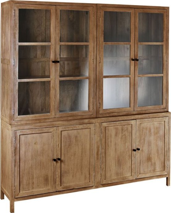 Home ESPRIT Ekspozytor stojący Home ESPRIT Naturalny Szkło Drewno mango 200 x 45 x 230 cm