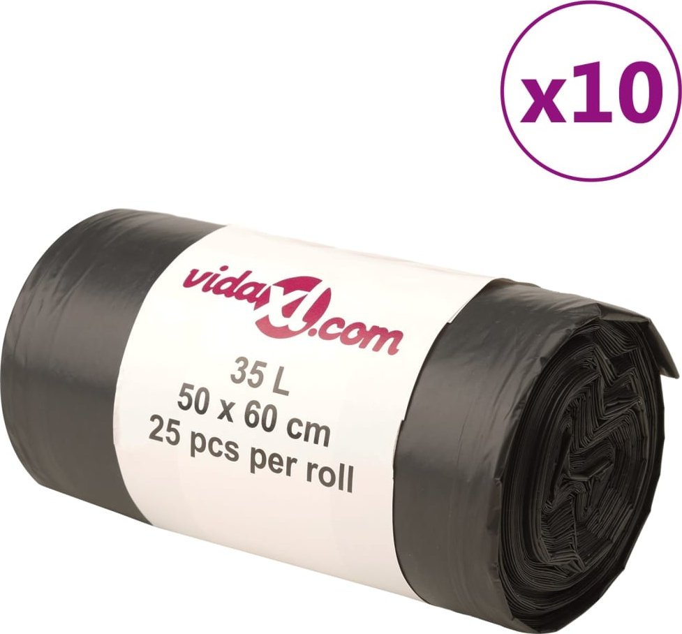 vidaXL vidaXL Worki na śmieci, 250 szt., czarne, 35 L