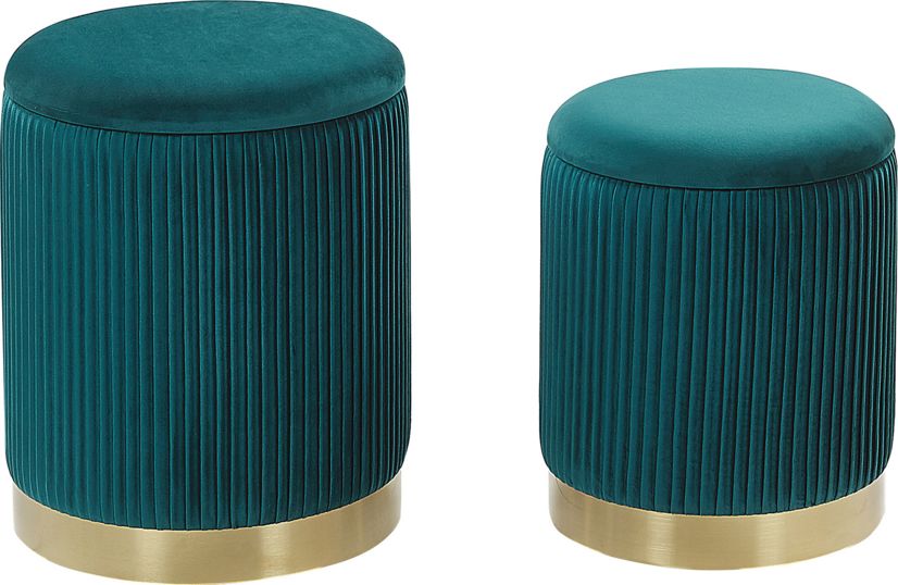 Beliani Zestaw 2 pufów ze schowkiem niebieski MIRAMAR