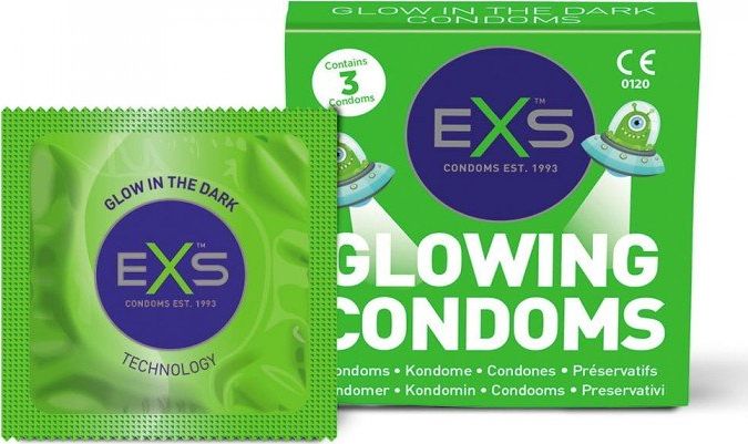 EXS EXS Glowing Condoms prezerwatywy świecące w ciemności 3szt.