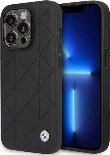 BMW Etui BMHCP14L22RQDK Apple iPhone 14 Pro czarny/black Leather Quilted