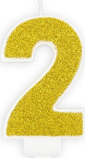 Party Deco Świeczka cyferka z brokatem - 2 - 1 szt. uniwersalny