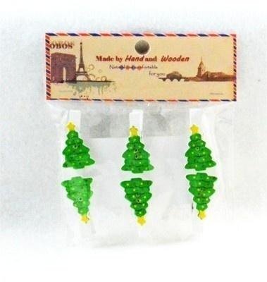 Skrzynkazdrewna Klamerki ozdobne zimowe choinki 6szt