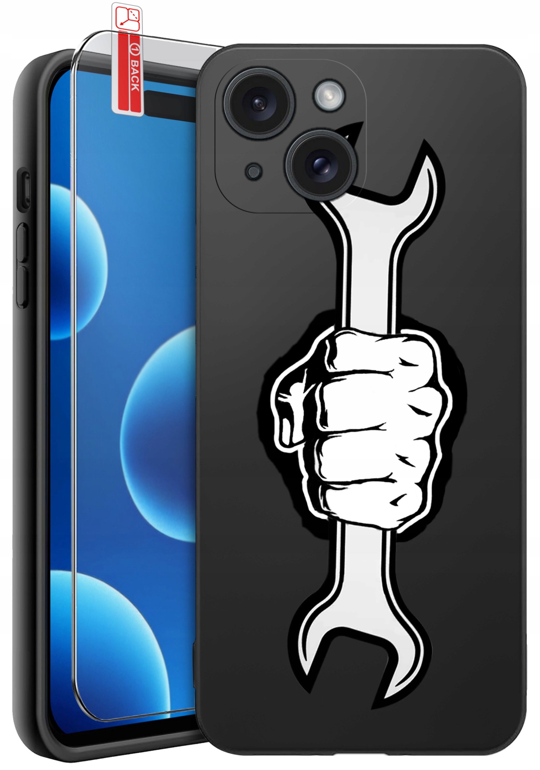 ETUI do iPhone 15 | WZORY | SILIKONOWE MATT CASE + SZKŁO 9H