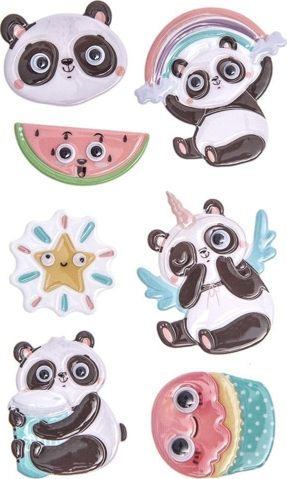 Naklejki puffy pandy 7szt