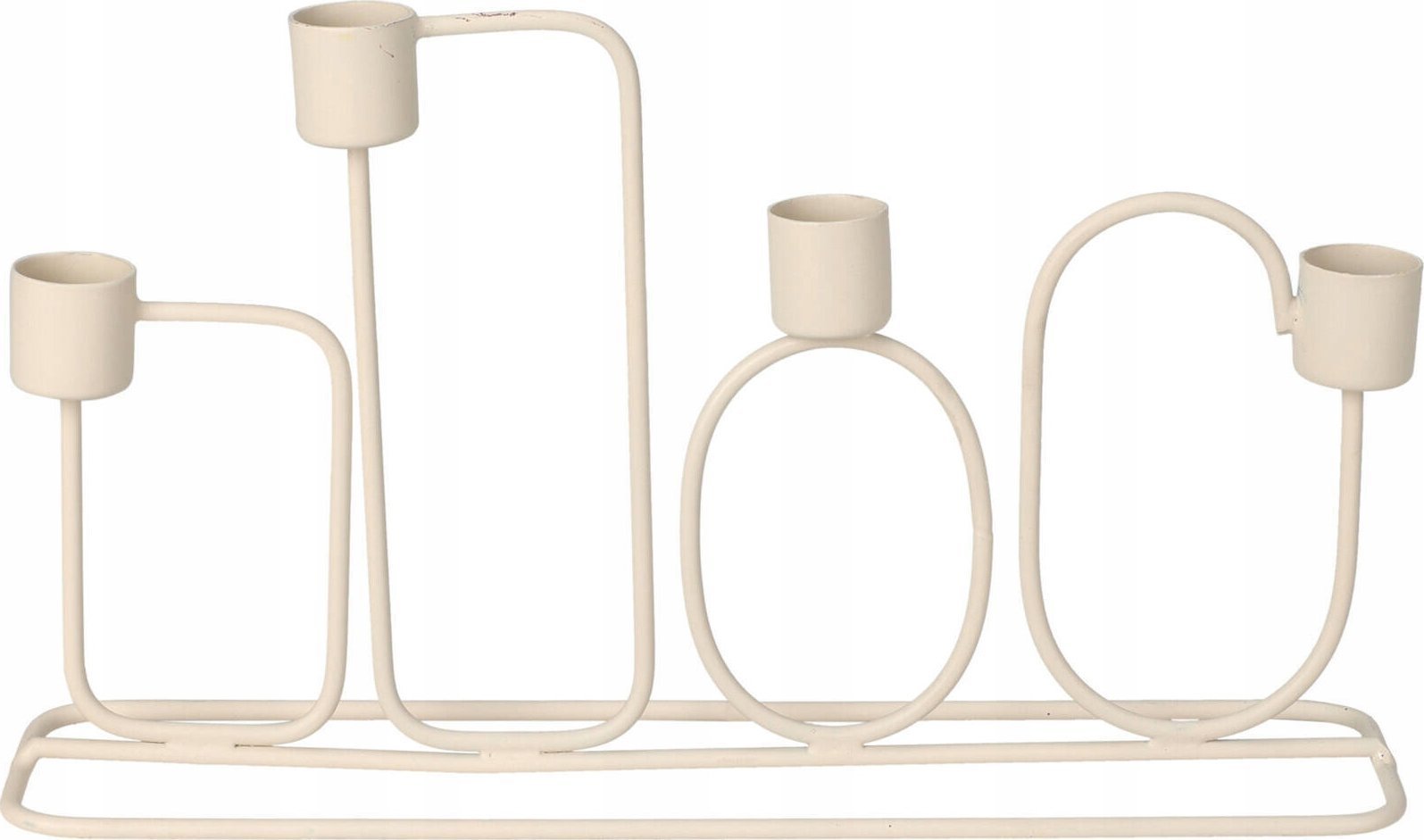 Home Styling Collection Świecznik metalowy jasnoszary na 4 świeczki, 27 x 15,7 cm