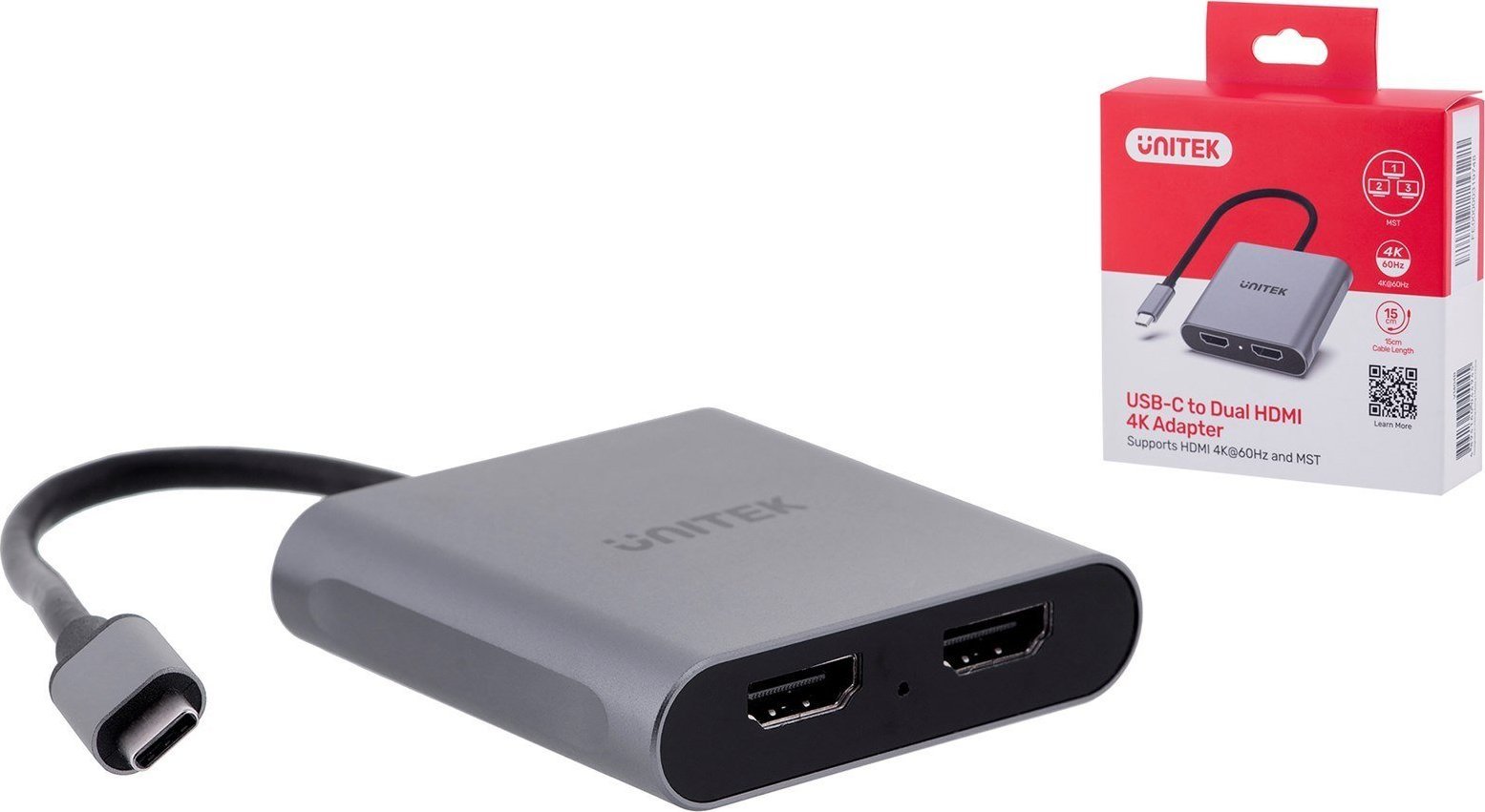 Adapter USB Unitek V1404B USB-C - HDMI x2 Srebrny (V1404B)