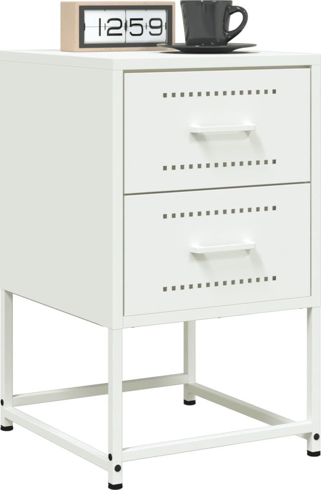 vidaXL Szafki nocne, 2 szt., białe, 36x39x60,5 cm, stal