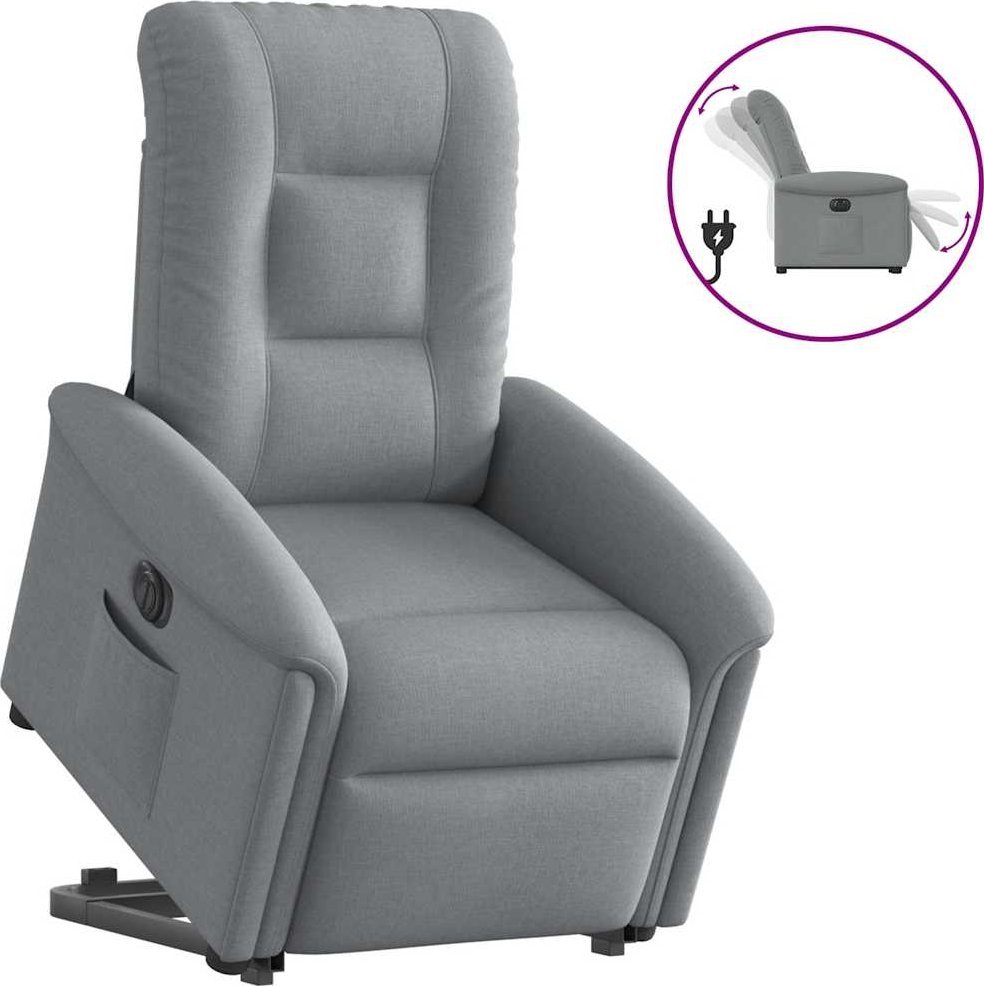 vidaXL Podnoszony fotel masujący, elektryczny, rozkładany, jasnoszary