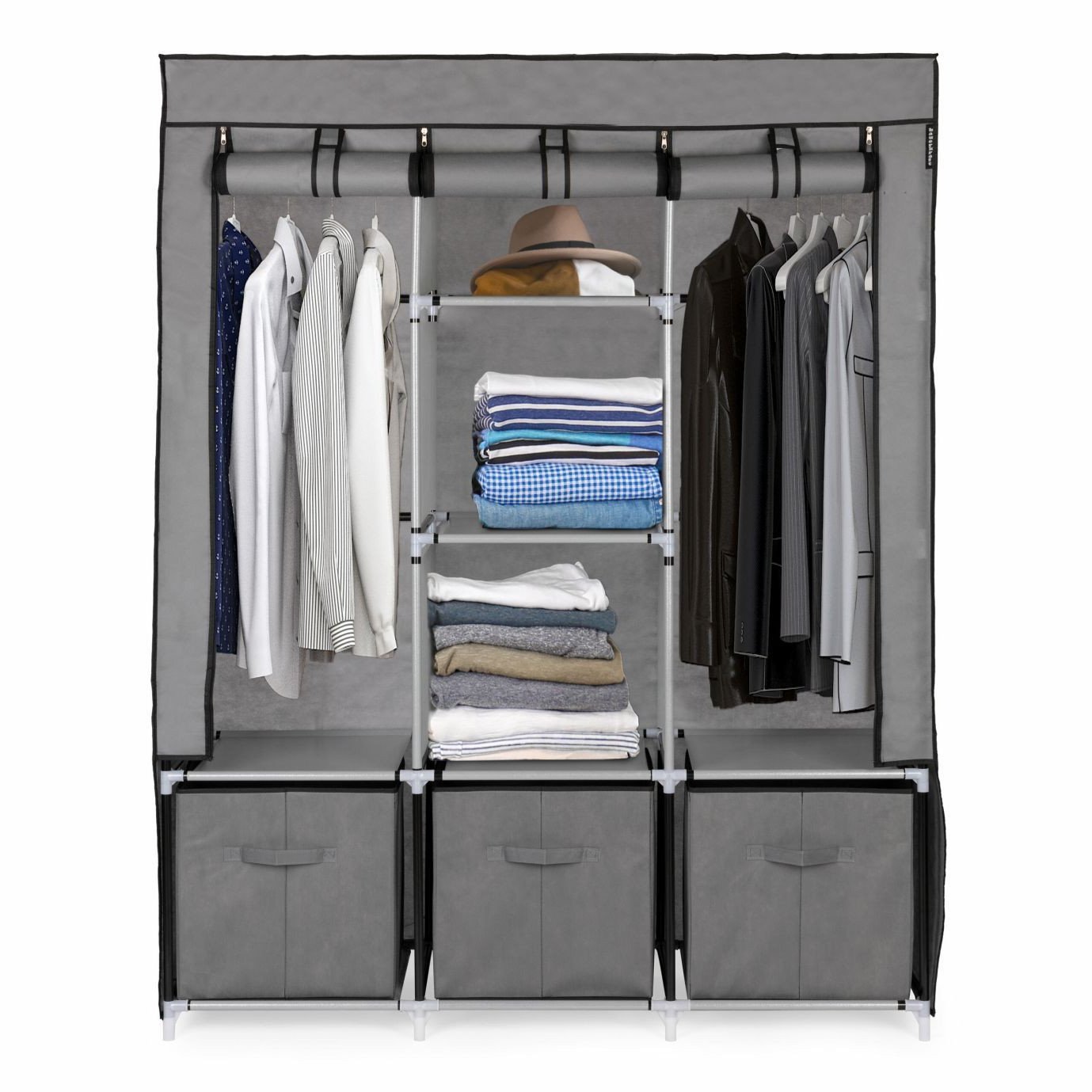 Składana szafa tekstylna, materiałowa garderoba XXL z szufladami