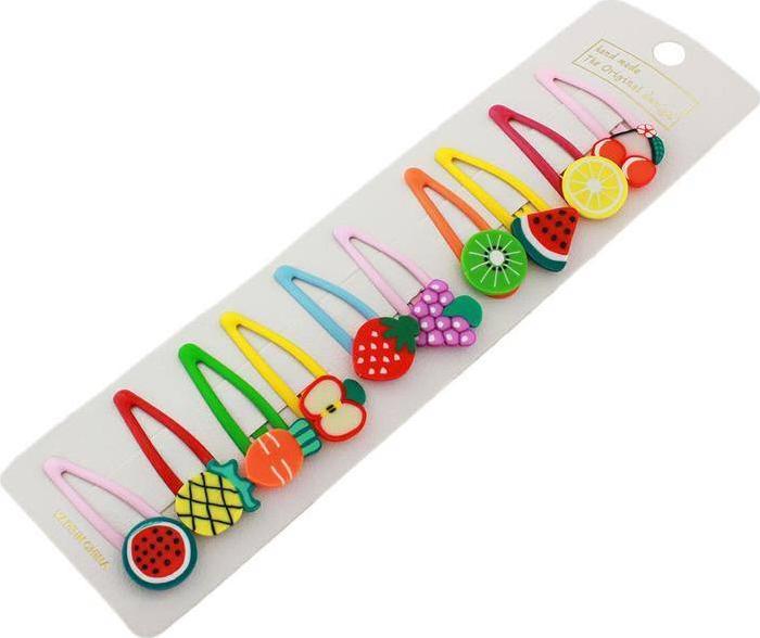 Aptel METALOWE SPINKI DO WŁOSÓW ZESTAW 10szt wzór owoce 5x2 cm AG264A