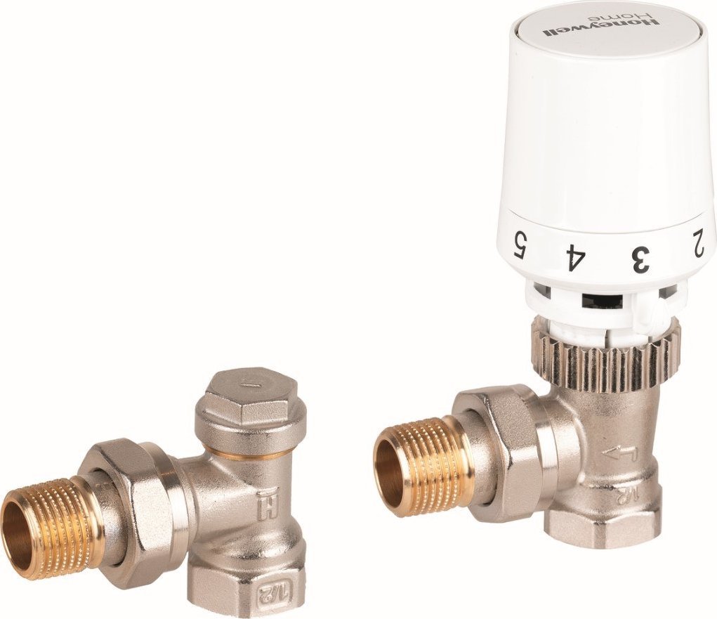 Honeywell Zestaw do grzejników bocznozasilanych: głowica T5019 + zaw. grzej. kątowy V2020EVS15 + zaw. powr. kątowy V2420E0015, 1/2"