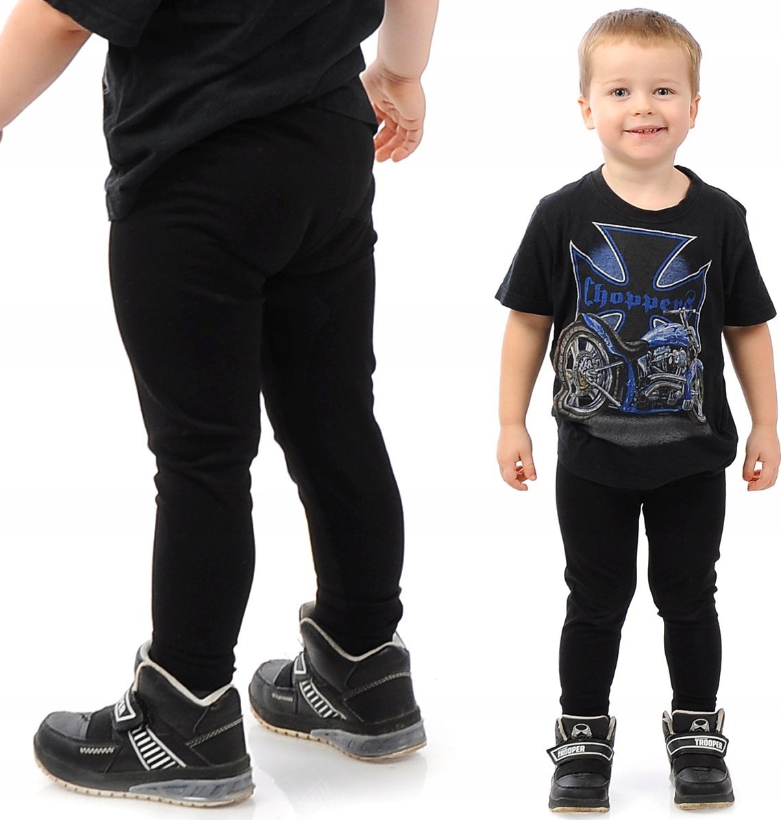 Getry chłopięce Długie legginsy Spodnie Czarne 116