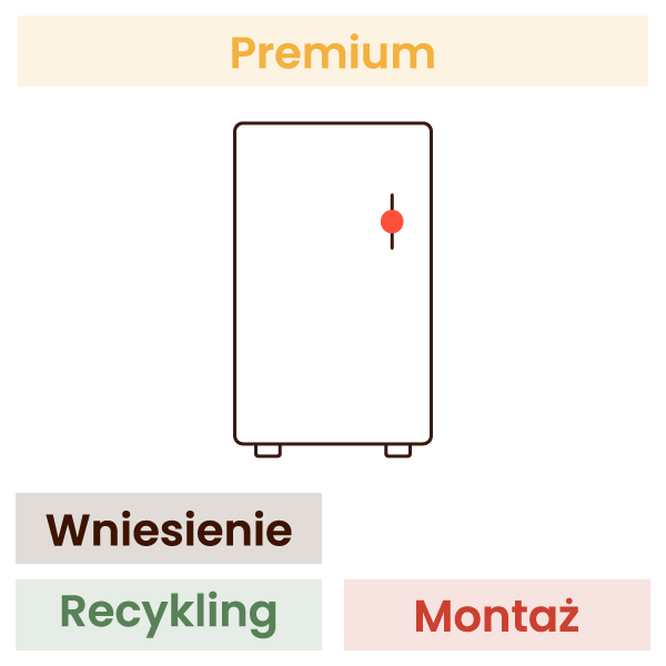 Montaż zamrażarki KOMFORT (wniesienie, wypoziomowanie, podłączenie, recykling, zdjęcie zabezpieczeń, montaż półek i szuflad, wyniesienie opakowań)