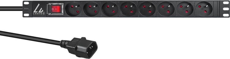 Lanview Lanview LVR-2MSCH-SW-C13-8 rozdzielacz zasilania PDU 8 x gniazdo sieciowe 1U Czarny