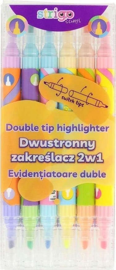 Strigo Zakreślacze 2w1 dwustronne 12 kolorów