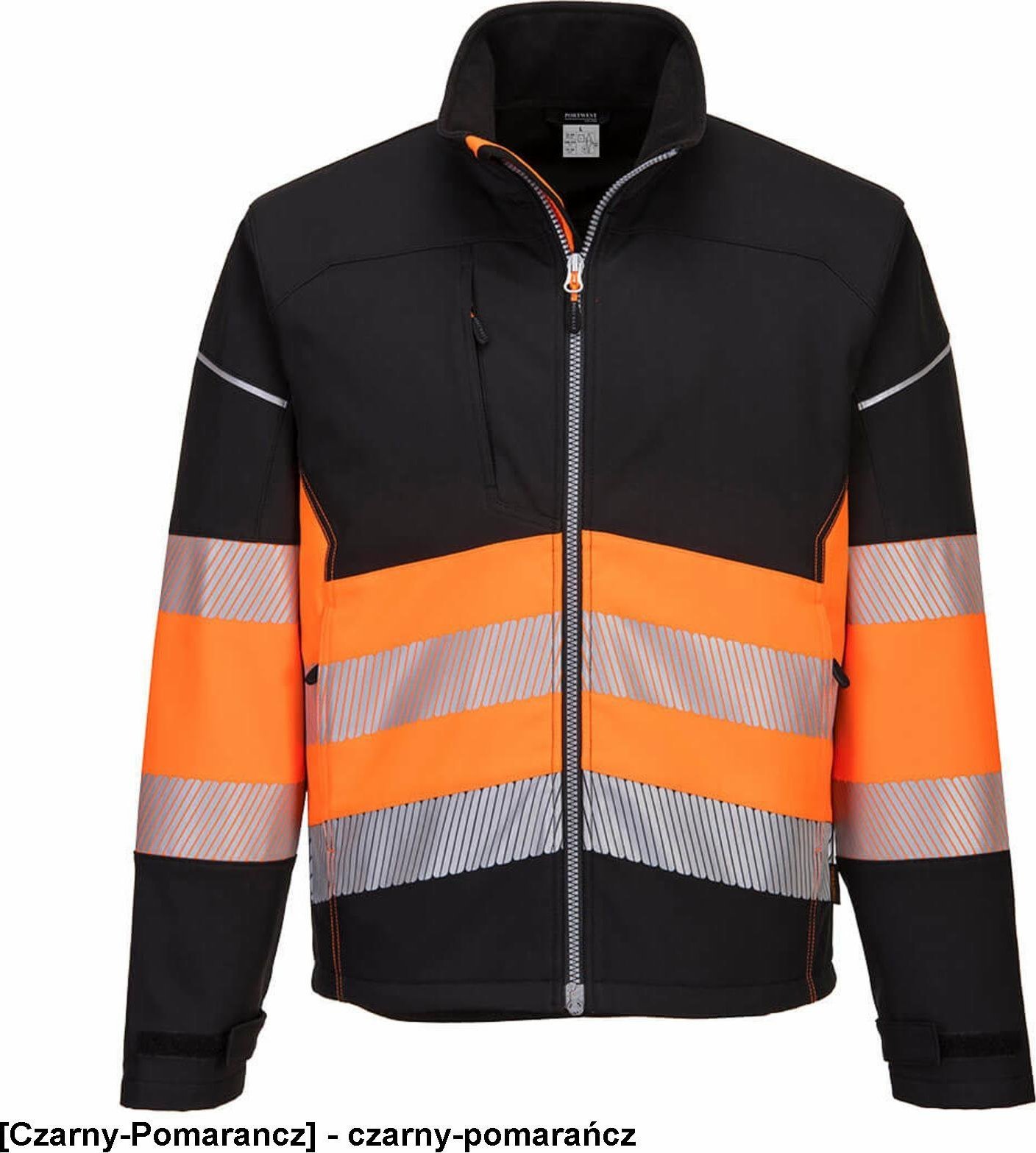 Portwest PW375 - Kurtka ostrzegawcza softshell PW3 klasa 1 (3L) - czarny-pomarańcz 3XL