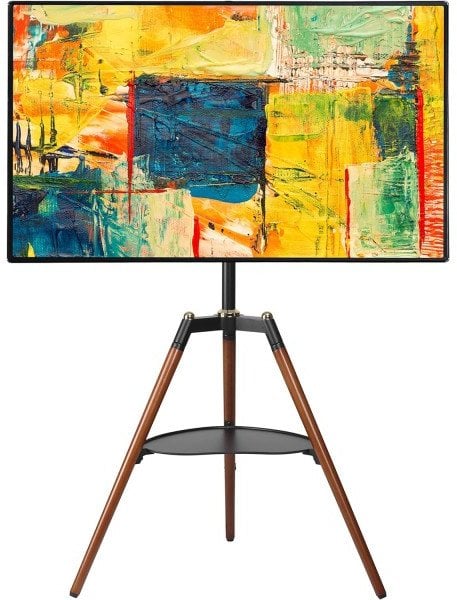 Stojak tripod TV 32-65" do 32kg regulowany z półką drewniany