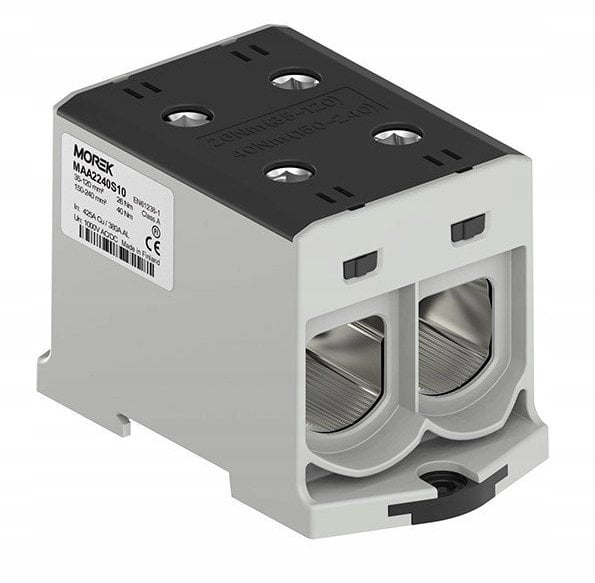 MOREK Złączka OTL240-2 czarny 2xAl/Cu 35-240mm2 1000V AC / 1500V DC Zacisk uniwersalny MAA2240S10