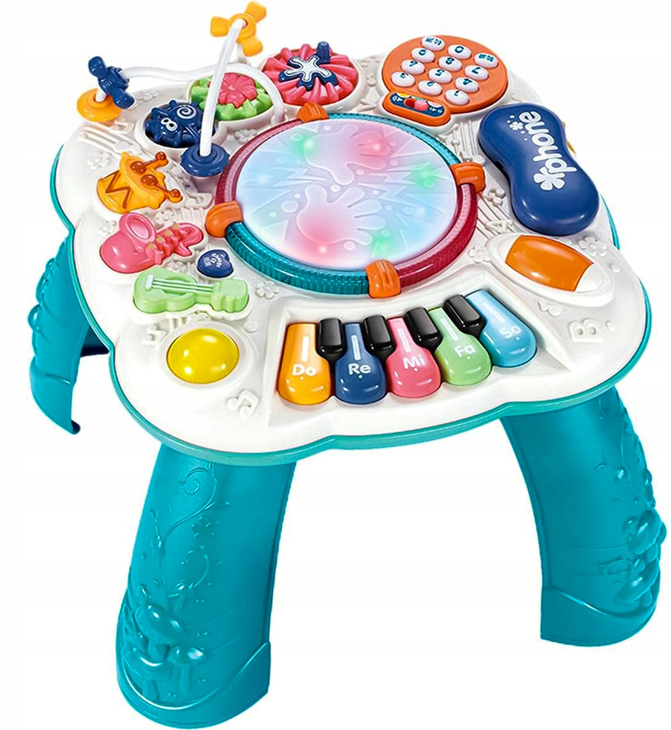 Stolik Interaktywny Edukacyjny z Telefonem, Bębenkiem i Pianinkiem 8w1