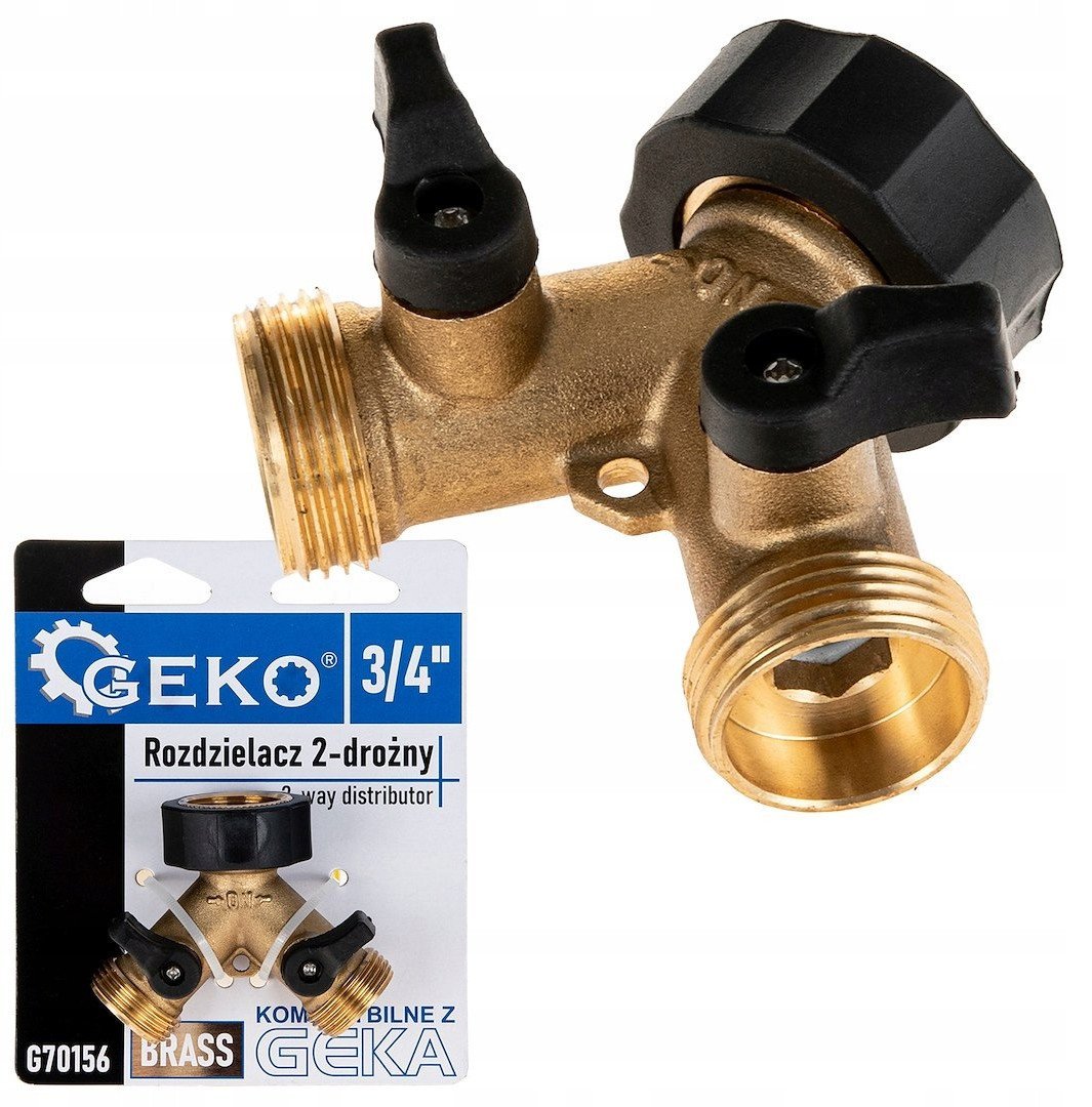Rozdzielacz 2-drożny na kran GW3/4" x 2 GZ3/4" z zaworami kulowymi (10/60)