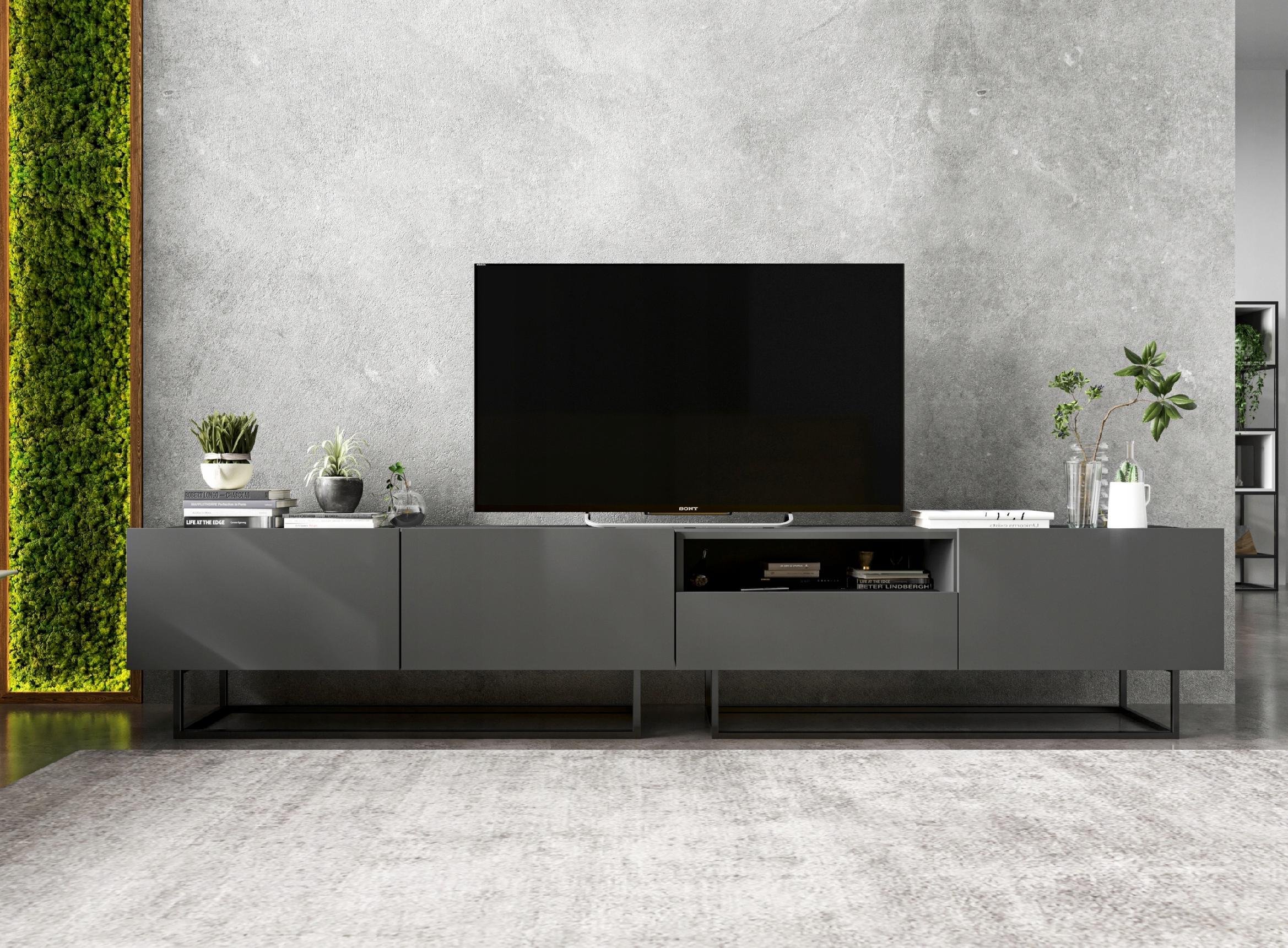 Meble Lindner Szafka RTV Loft komoda Industrialna grafit 240 cm