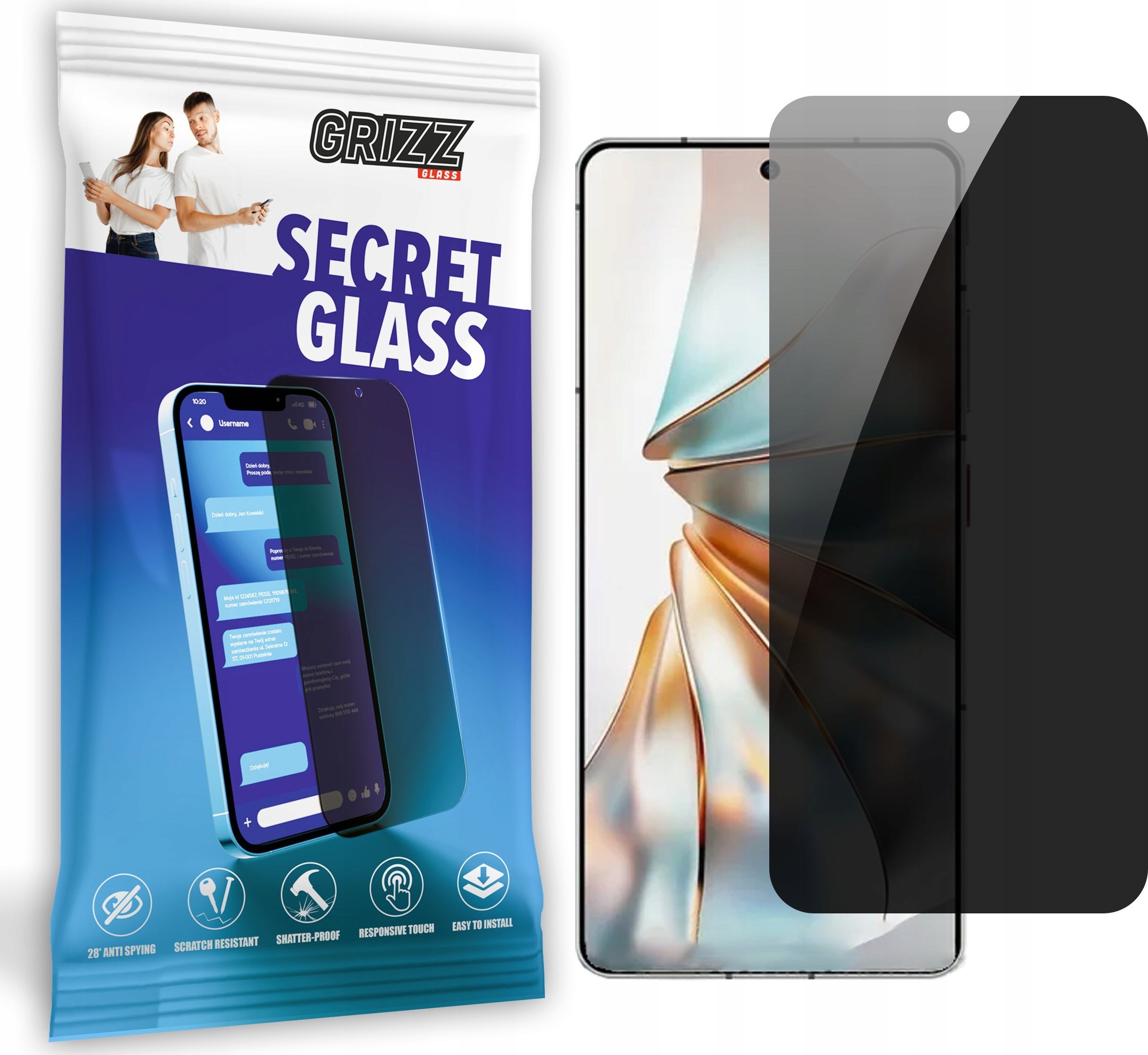 GrizzGlass Szkło prywatyzujące GrizzGlass SecretGlass do ZTE Nubia Z60S Pro