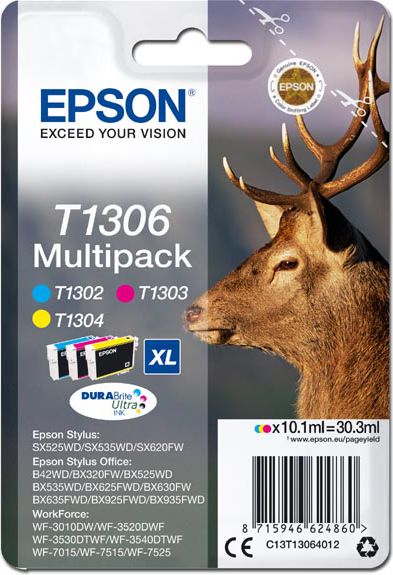 Tusz Epson Tusz T1306 zestaw CMY (T1302+T1303+T1304) (C13T13064012)