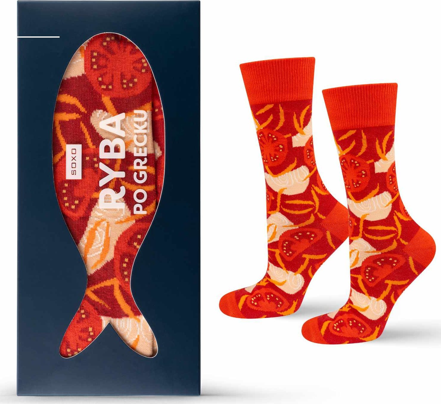 Soxo Kolorowe Męskie | Damskie Skarpetki SOXO ryba po grecku 3540