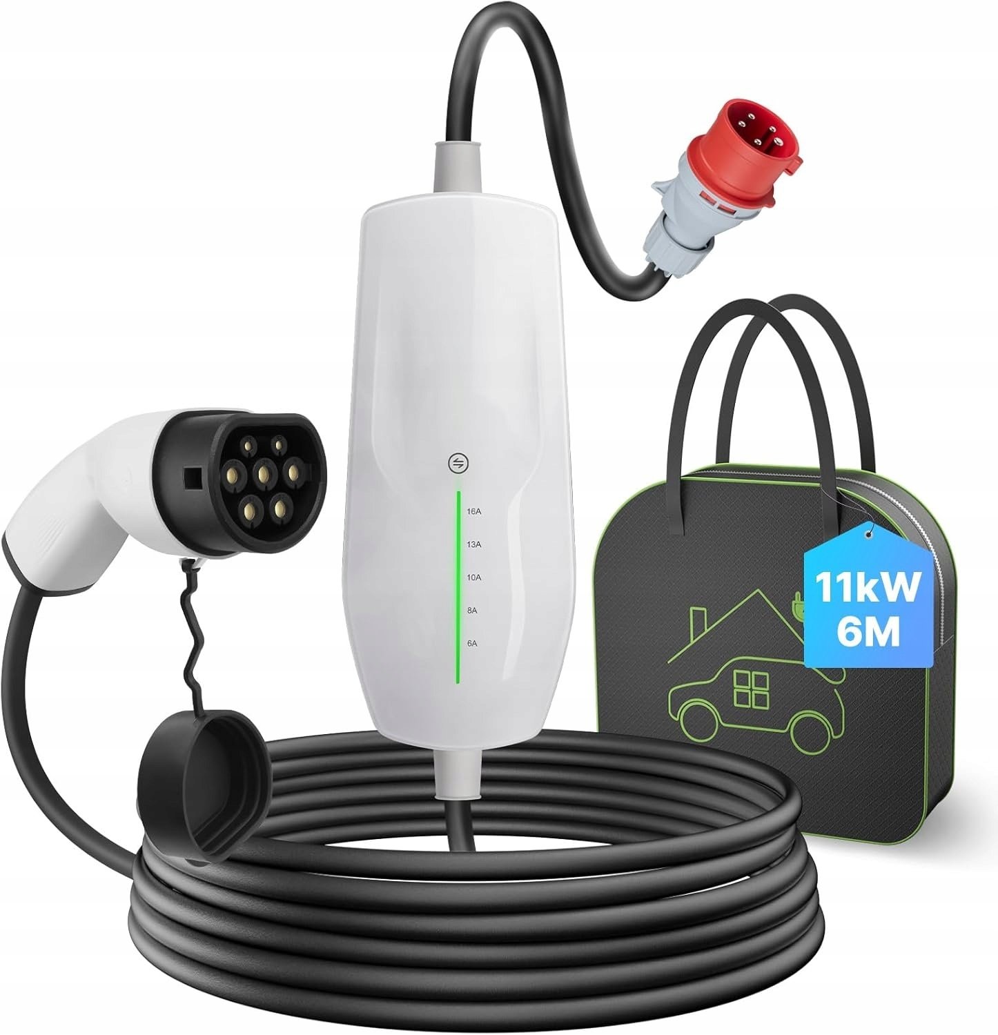 Teskee Mobile Wallbox kabel do ładowania EV 11 kW typ 2 6-16 A 6 m 3-fazowa