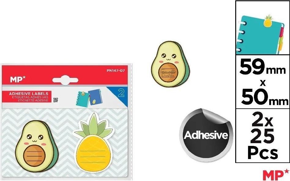 Teka Karteczki samoprzylepne awokado/ananas 2x25szt