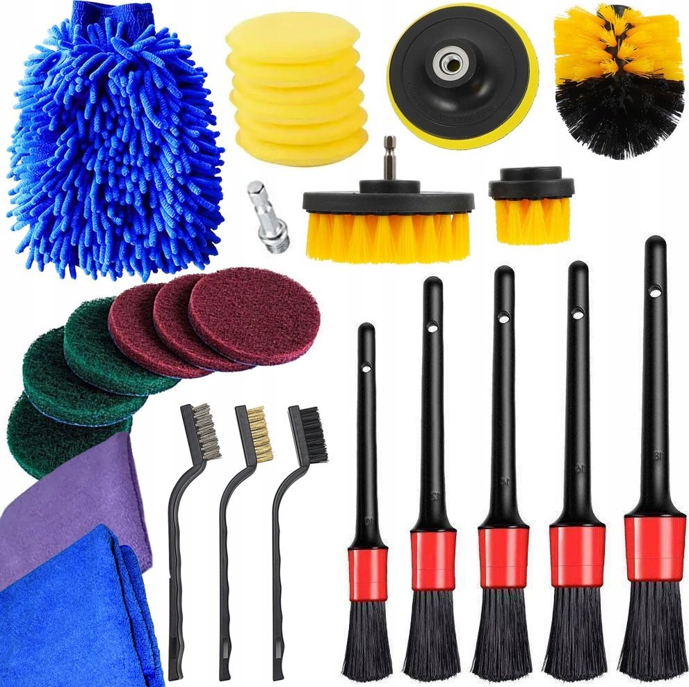 Verk Zestaw gąbek padów polerskich na wiertarkę pędzle szczotki mikrofibra pady