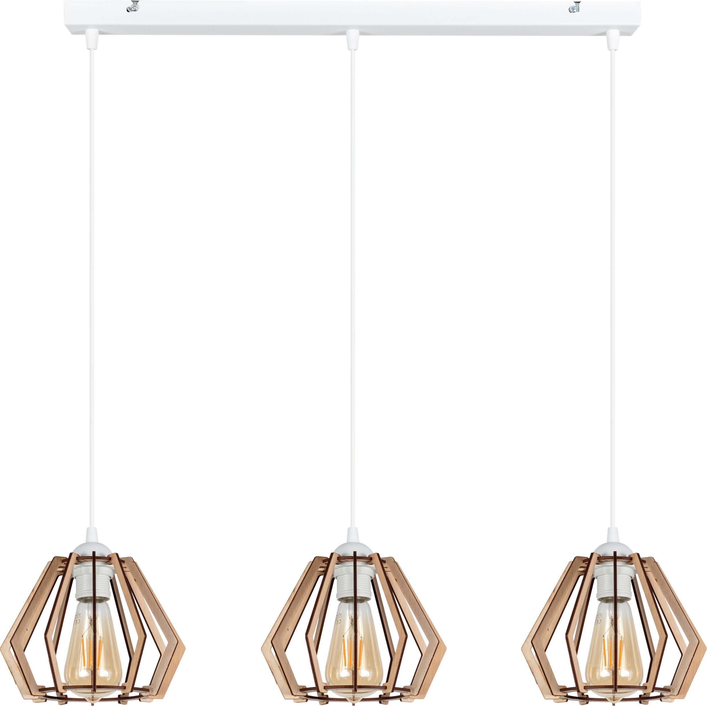 BELIS Lampa sufitowa BERGO żyrandol biały drewno 3 x E27 0009
