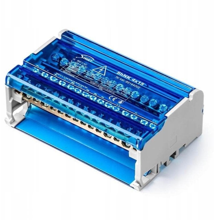 Czterobiegunowy modułowy blok rozdzielczy 4x(11x6 mm2 2x25 mm2 2x35 mm2) na szynę TS35 ShNK 4x15 85144002