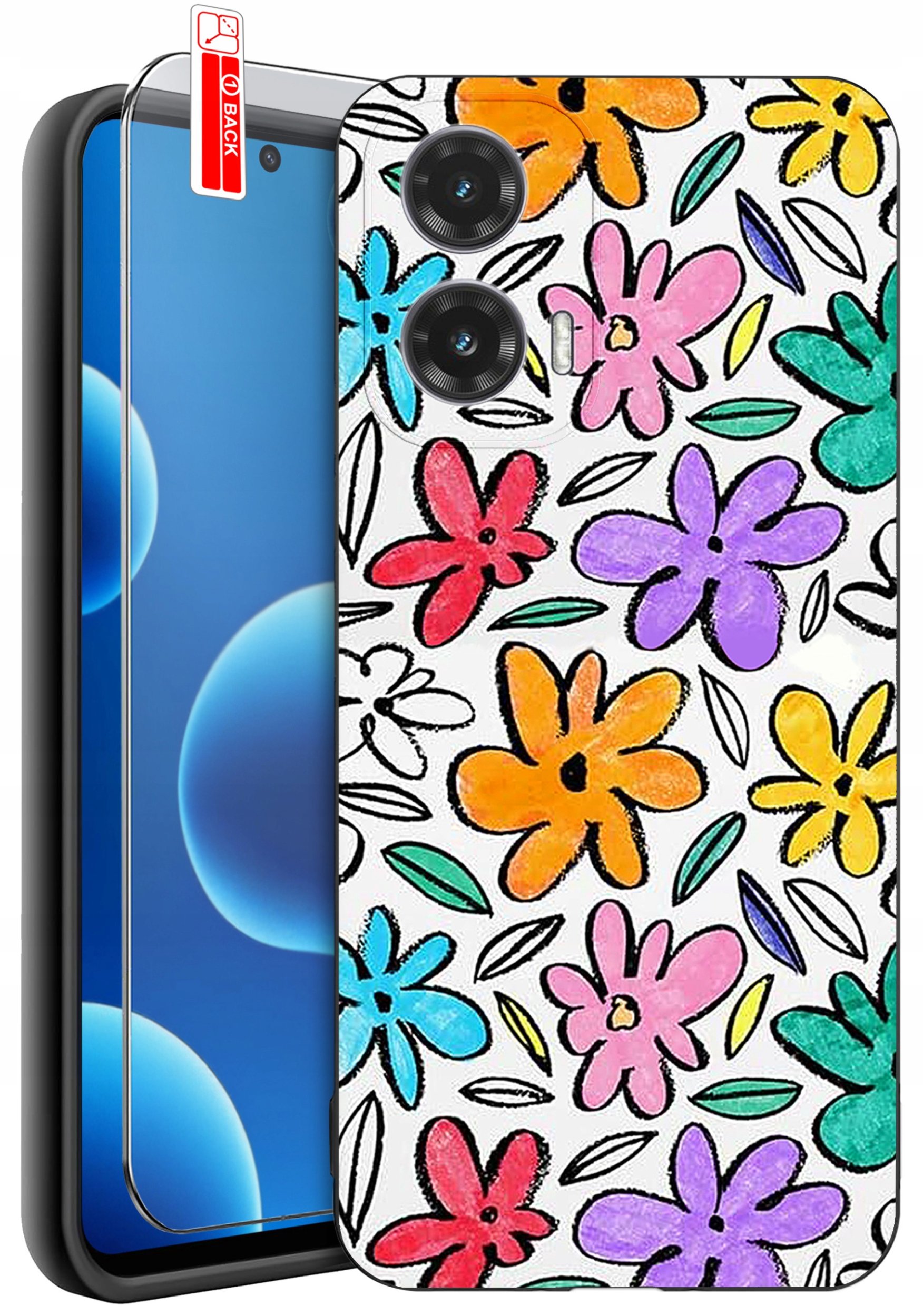 ETUI do Motorola Moto G45 5G | WZORY | SILIKONOWE MATT CASE + SZKŁO 9H