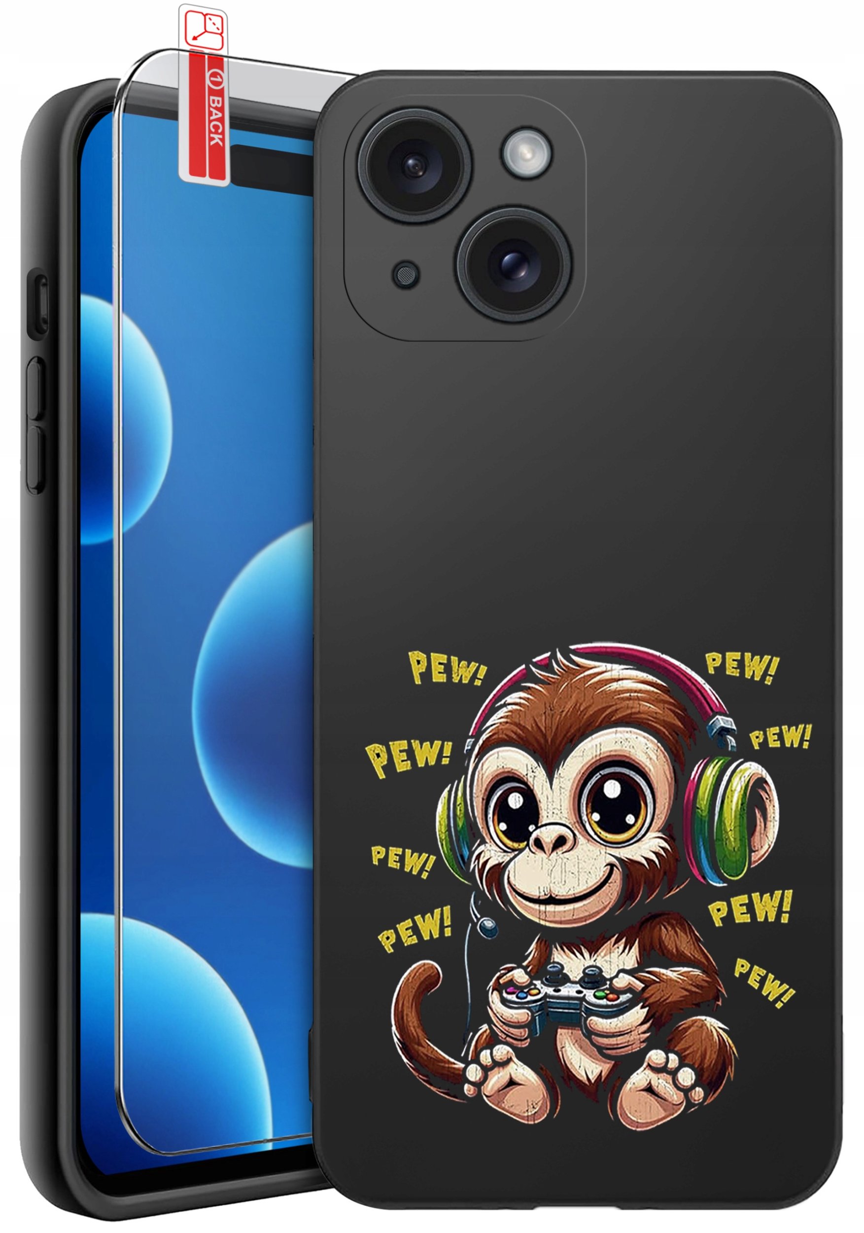 ETUI do iPhone 15 | WZORY | SILIKONOWE MATT CASE + SZKŁO 9H