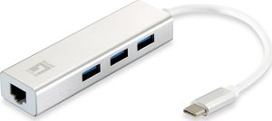 HUB USB LevelOne 1x RJ-45 + 3x USB-A 3.0 (USB-0504)