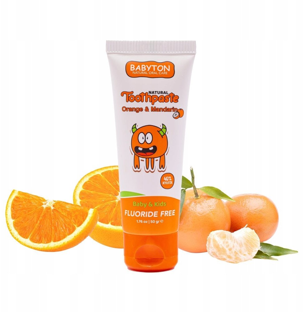 Babyton, Naturalna pasta do zębów dla dzieci o smaku słodkich cytrusów bez fluoru, 6m+, 50 g